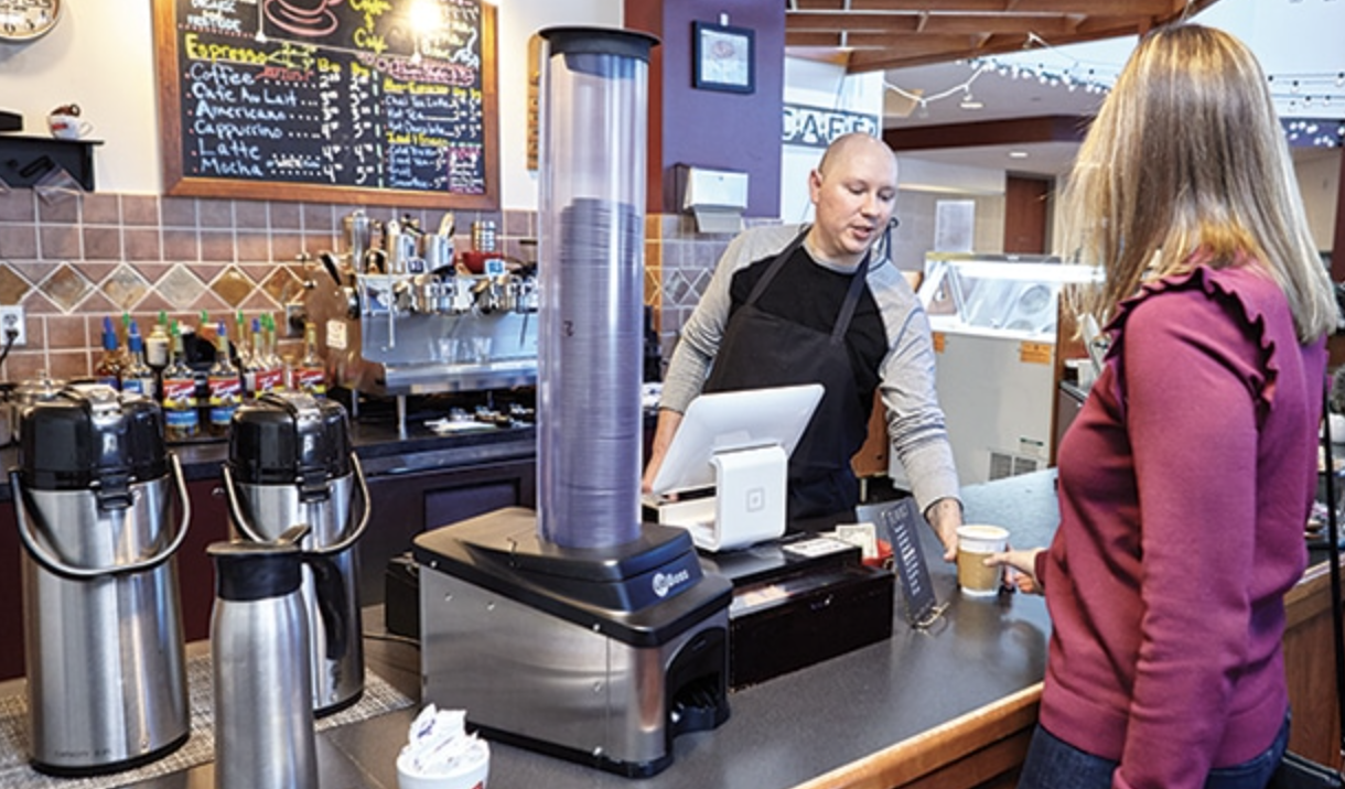 Lid Boss being used at coffee shop